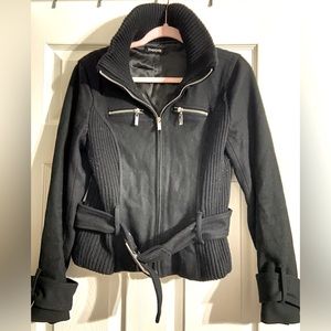 bebe Moto Jacket with belt; perfect for the fall. size XS